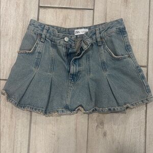 Zara Denim Pleated Skirt